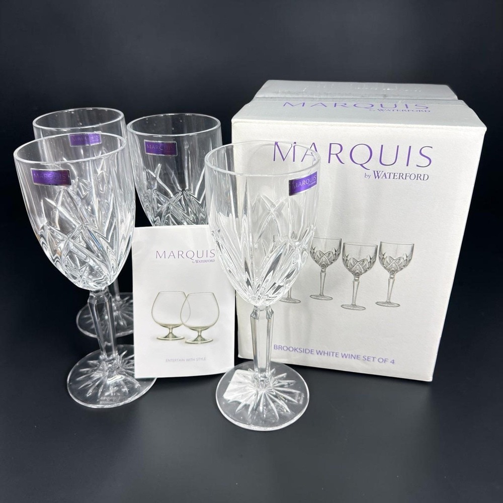 Marquis by Waterford Brookside White Wine Glasses Set of 4 Crystal Germany